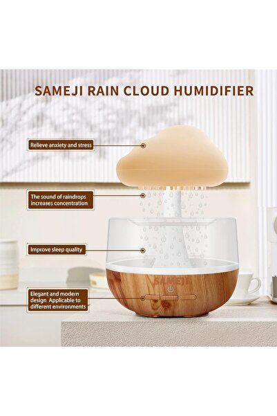 fitto Cloud Rain Diffuser - Mushroom Waterfall Lamp Humidifier, Relaxing Sound (White)