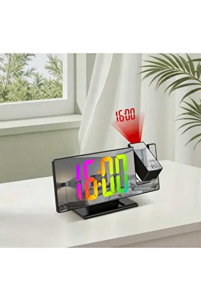 Menuzer Dijital Çalar Saat Masa Saati Projektör Ekranlı Erteleme Fonksiyonu L...
