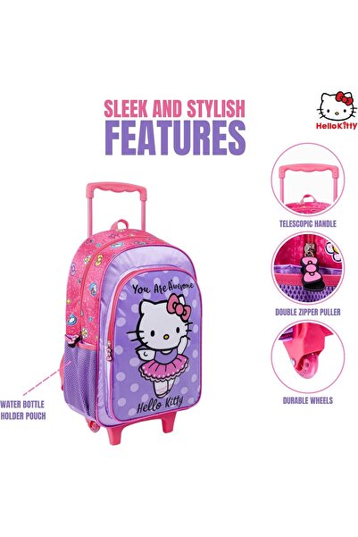 SANRIO Hello Kitty 'You Are Awesome' 5-in-1 18" Rolling Luggage Set with Backpack, Lunch Bag, Water