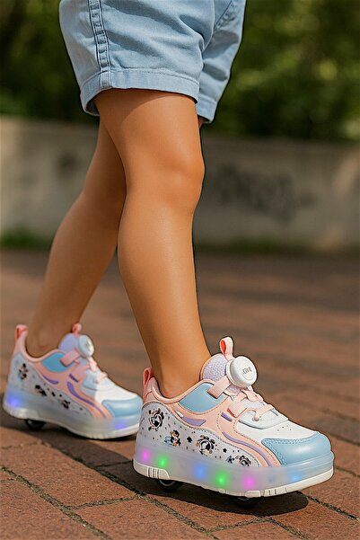 Nisanur Shoes Patented Light-Up Sports Shoes 4-Wheel Skates – Lights On/Off Button