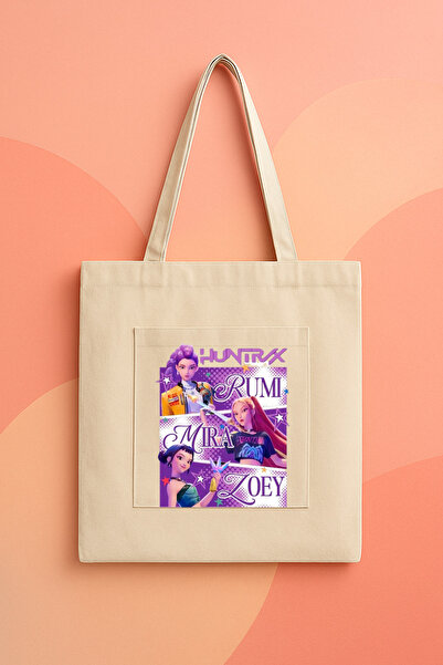 lovver Kpop Demon Hunters Zoey,Rumi,Mira Özel Tasarımlı Baskılı Kanvas Çanta,...
