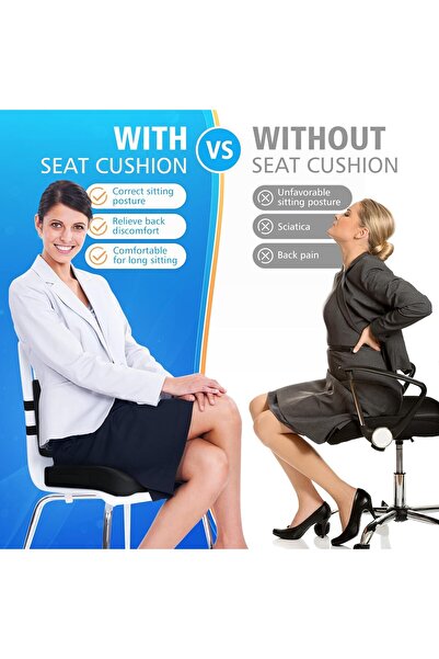 Generic CushZone Enhanced Seat Cushion & Lumbar Pillow, Adjustable Strap, Washable Cover, Black XL