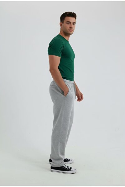 fh fashionhere Men's Comfortable Fit Wide Cut Loose Leg Baggy 2 Thread Gray Sweatpants