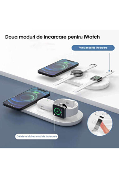 NEX TECH® 5-in-1 Wireless Charging Station 15W Fast Charger - White