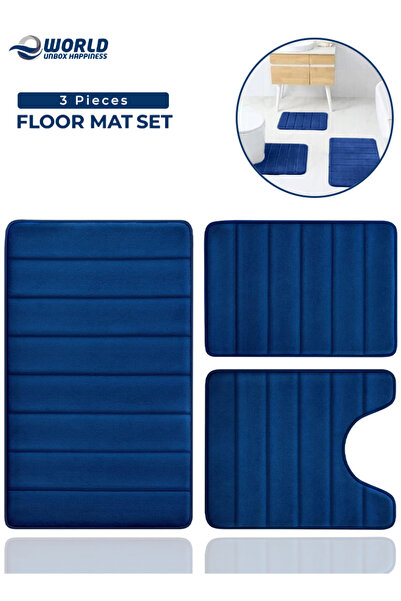 Eworld 3-Piece Bathroom Rug Set, Floor Mat with Memory Foam, Non-Slip, Extra Soft and Absorbent