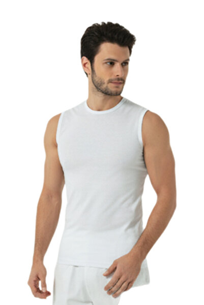 Hmd White Zero Sleeve Stretch Fabric Single Jersey Men's Undershirt