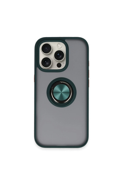 Najmaddin غطاء سيليكون لهاتف آيفون 16 برو ماكس مع حلقة مونتريال - أخضر