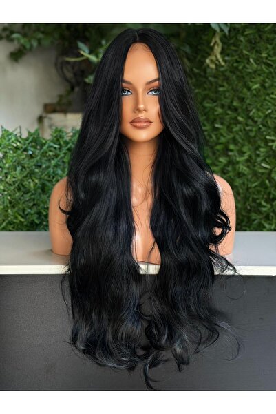 Fenomen Peruk Siyah Uzun Perçemsiz Dalgalı Vip Peruk Model