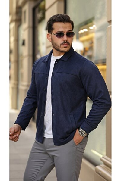 Lady Moss قميص رجالي من جلد الغزال