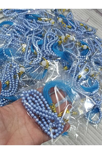 Hediye_dükkanı19 99'lu vavlı namaz tesbihi 10 adet kartsız mavi tesbih