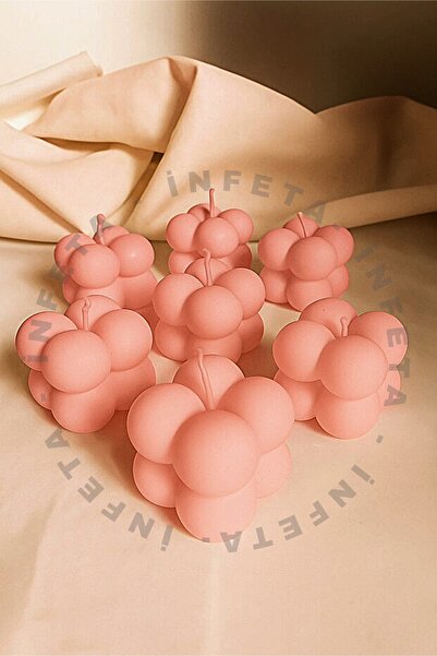 İnfeta 4'lü Bubble Dekoratif Mum Pembe Baloncuk Tasarım Mum