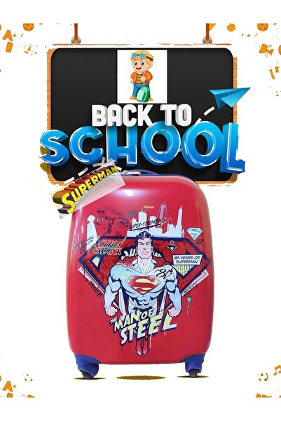 Generic Kids Superman Travel Suitcase with Reusable Stickers, 45.7 cm, PC, Red