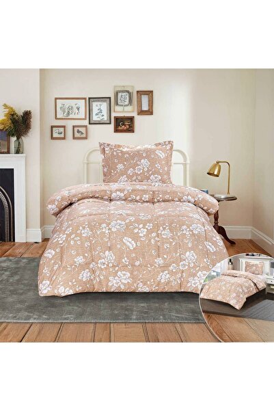 NİCE 3-piece summer duvet set, white leaf pattern, 160×230 cm