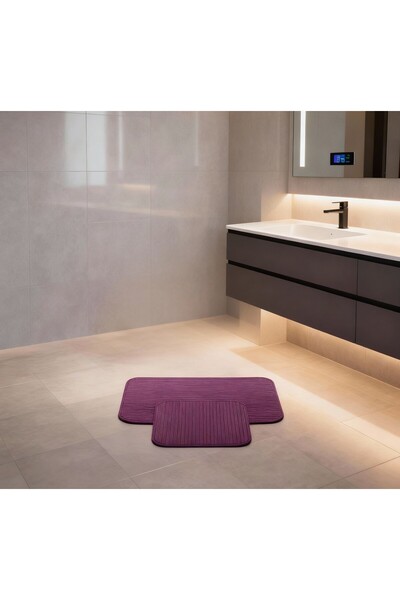 Madame Coco Mathilda 2-Piece Bath Mat - Claret Red - 50X80 cm