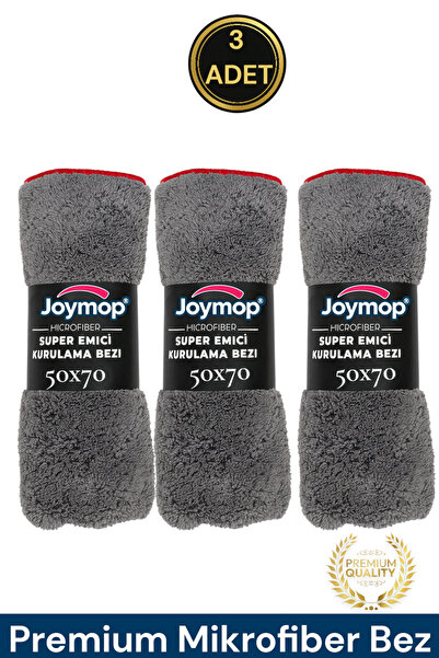 JOYMOP 50x70 cm Mikrofiber Mutfak Kurulama Bezi – Genel Temizlik, Araç ve Yer Silme Bezi 3 Adet Gri