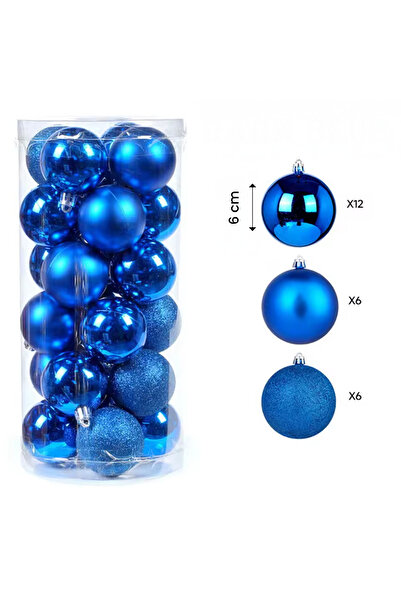 OEM Set de globuri de 6 cm, 24 buc - Albastru