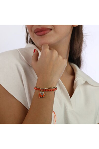 GÜNEBAKAN AKSESUAR Fil charmlı boncuklu bileklik