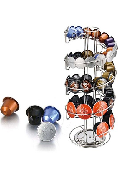 Generic OASISWJ 40-Piece Rotatable Coffee Capsule Holder Silver