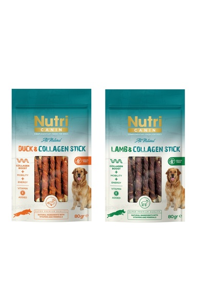 Nutri Canin 2 Çeşit Karma Sargılı Kolajen Çubuk Tahılsız Köpek Et Ödülü 80 Gr...