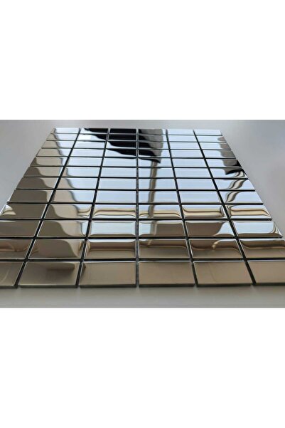 MozaiKristaL 23X48Mm for Hobbies and Artistic Works. Silver Chrome, 30X30Cm. Crystal Mosaic with Mesh.