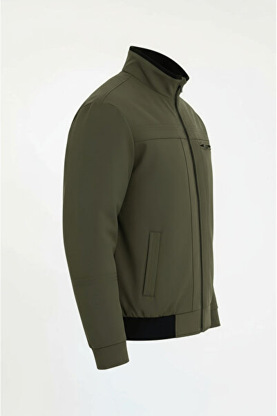 CIVILTIPOLO Men's Regular Fit Ribbed Inner Pocket Zippered Water Repellent Basic Casual Jacket Style Coat