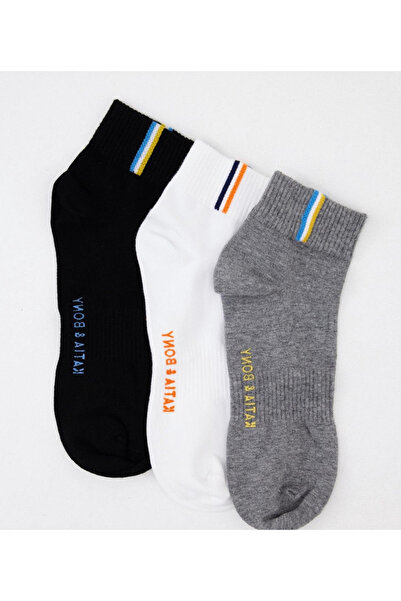 Katia&Bony Pack of 3 Golf Unisex Step Socks Black/White/Grey