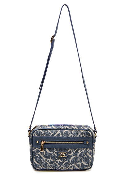 Pierre Cardin Navy Blue Monogram Adjustable Strap Zipper Closure Women's Hand...