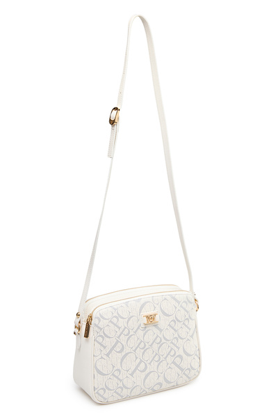 Pierre Cardin White Monogram Adjustable Strap Zipper Closure Women's Handbag - Shoulder Bag 05Po25Y2518