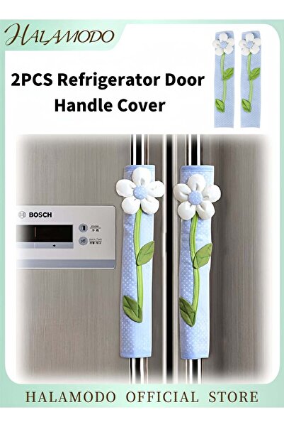 Generic HALAMODO غطاء مقبض باب الثلاجة مكون من قطعتين، غطاء مقبض الباب، قفازات مقاومة للغبار لمقبض الثلاجة F