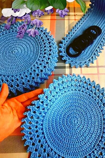 Örgü Sanatı DilekÇak El Örgüsü 6 Kişilik Polyester Soft Makrome Supla Takımı,...