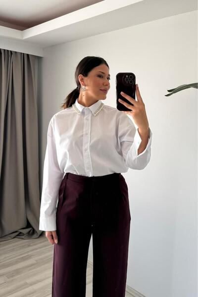 Güneş Βαμβακερό πουκάμισο με γιακά από πέρλες