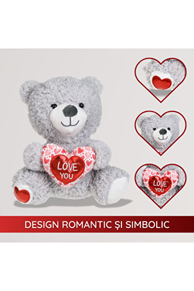 NARCIX Gray teddy bear with red heart "Love You", 24x17x25 cm - the perfect gift for your loved ones