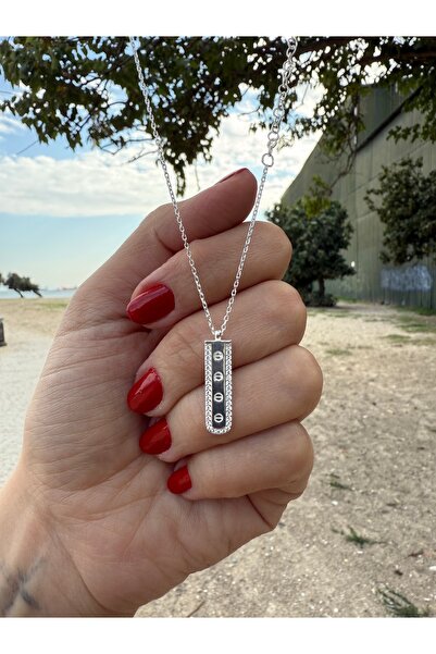 Zirkon Taşlı 925 Ayar Gümüş Bar Kolye