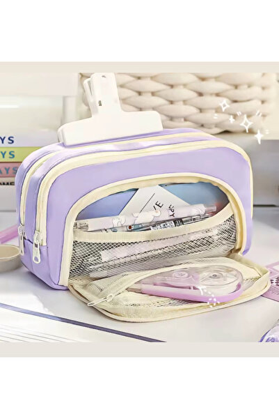 synshop Husă pentru creion de mare capacitate din pânză Oxford cu mai multe compartimente, cadou