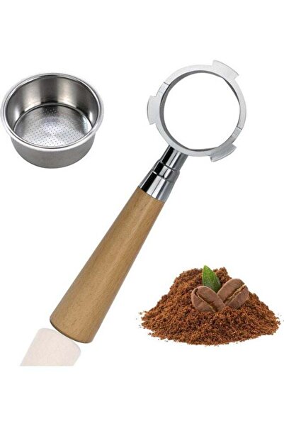 Generic MIBRU Bottomless Portafilter With Cup Filter Basket Silver/Beige 51mm