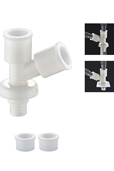Generic Oasisgalore Washing Machine Double Outlet Connector, 3-Way Sewer/Floor Drain Joint, Y-Shaped Diagon