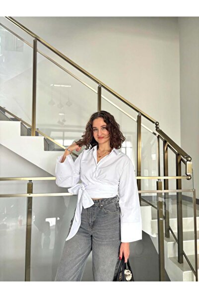 Sude Kızanlıklı Wide Sleeve Tie Detailed Shirt