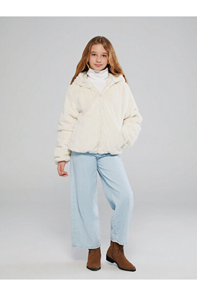 LC Waikiki cu glugă Palton din blană artificială pentru fete