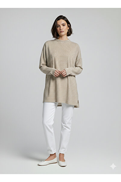 two in sis Striped Tunic Viscose Basic Striped Tunic Hijab Tunic Blouse