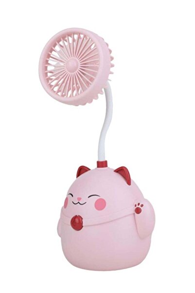 Generic Portable USB Cat Fan with Pen Holder Sports Table Fan excellent For Your Desk Bedroom Office Pink