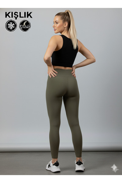 mezozoik Şardonlu Yüksek Bel Kışlık Kaşkorse Yan Dikişsiz Fitilli Spor Tayt