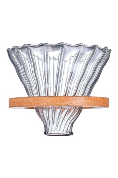 Generic East Lady Glass Coffee Drip Filter With Wooden Holder Clear/Beige 10x11.5cm