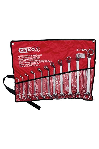 KS Tools Set double offset ring wrenches, bent, 11 pieces, 6-32 mm