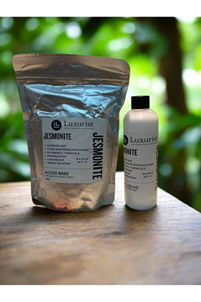 LUXURIST Jesmonite AC100 Kit – 1kg Powder Base + 300ml Liquid | Eco-Friendly Water-Based Resin for Casting