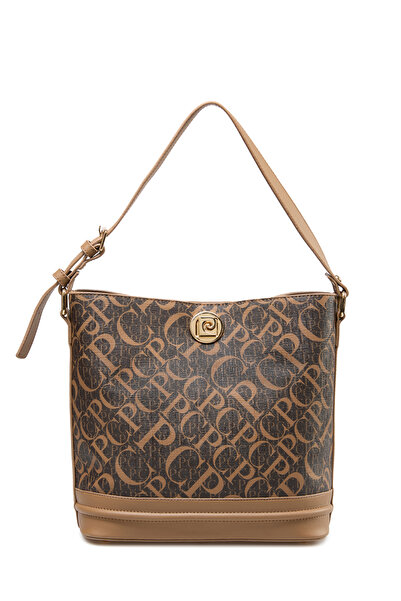 Pierre Cardin Brown Monogram Adjustable Strap Lock Closure Women's Handbag - ...