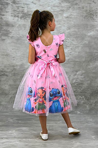 DeKuBaby Super Concept Girl's Crepe Evening Dress with Tulle Puffy Skirt-Party-Birthday Dress