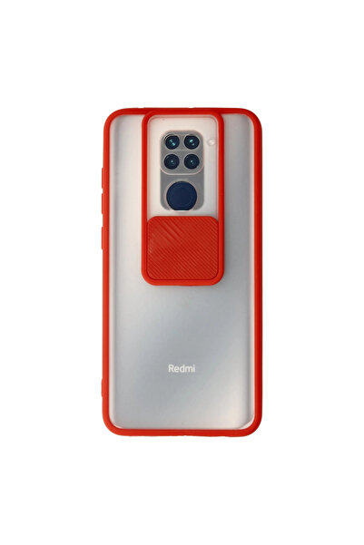 Twin Store حافظة ريدمي نوت 9 من السيليكون المنزلق لكاميرا بايل فروستيد - أحمر