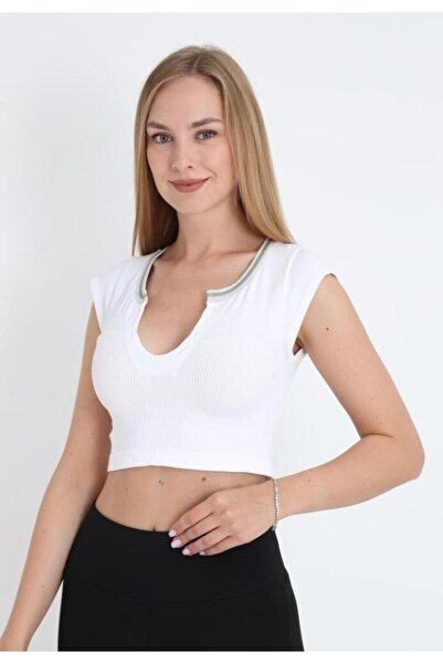 TOSKI Women's Short Sleeve Crop T-Shirt White