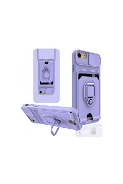 Twin Store حافظة آيفون 6 زوما مع حلقة بطاقة عمل من السيليكون - ليلك