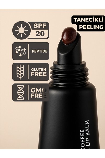 LA FAÉ BEAUTE Nemlendirici Parlatıcı Dudak Bakım Lip Balm Black Coffee SPF20 Peptit Hyaluronik Asit Vitamin E